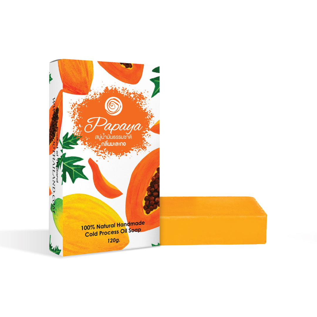Natural Handmade Cold Process Oil Soap - 120g - Papaya