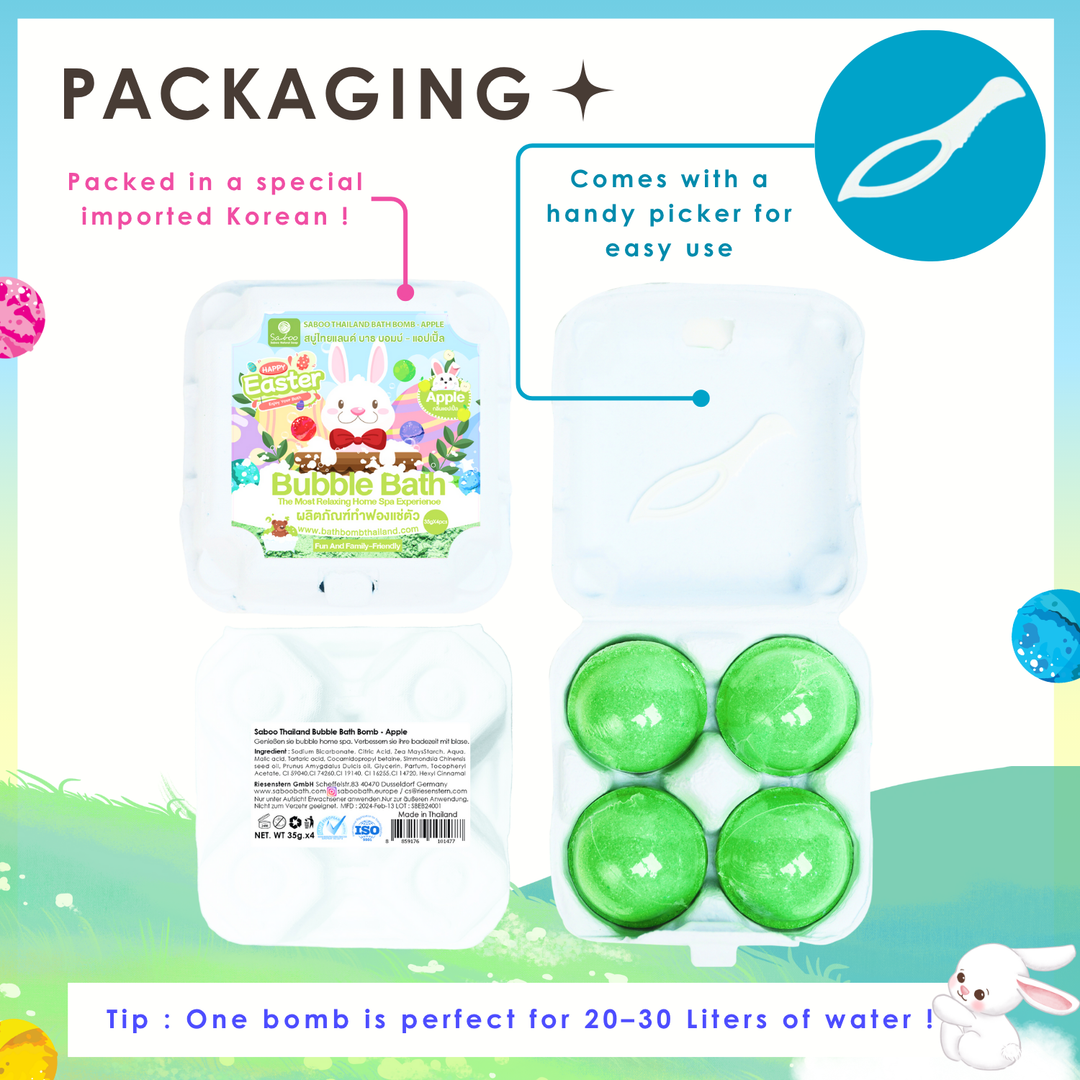 Bubble Bath Bomb - 4PCS Easter Package - 150g - Apple