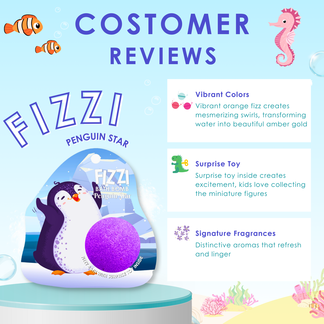 Fizzy Bath Bomb - Sea Animal Package - 100g - Penguin Star