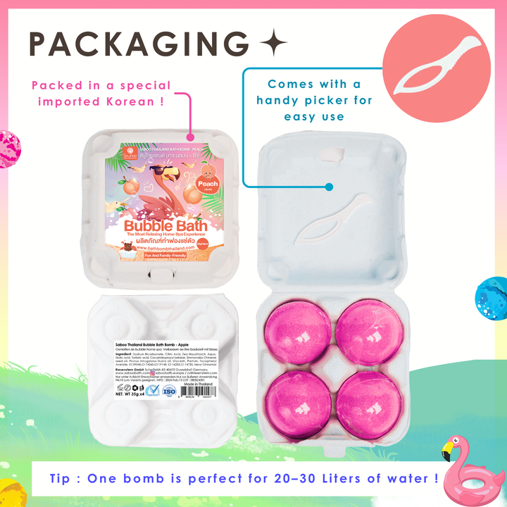 Bubble Bath Bomb - 4PCS Package - 150g - Peach