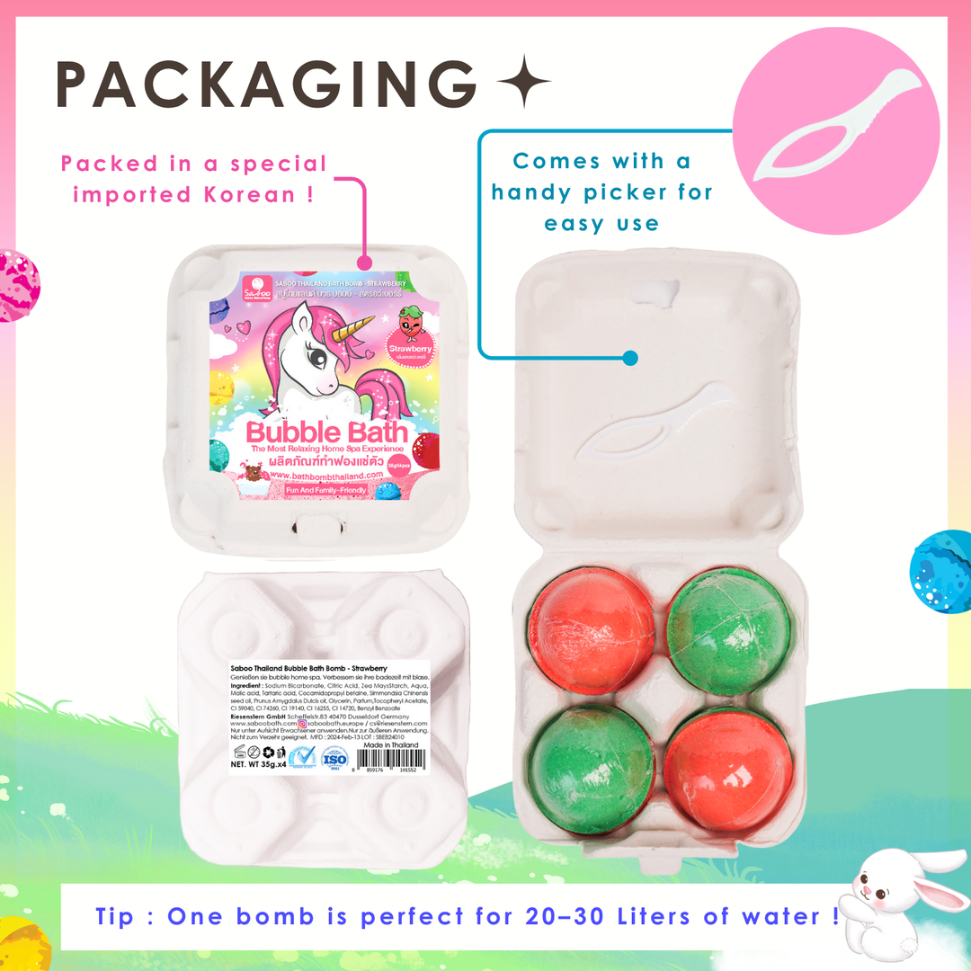 Bubble Bath Bomb - 4PCS Package - 150g - Strawberry