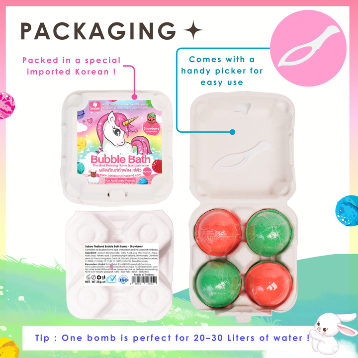Bubble Bath Bomb - 4PCS Package - 150g - Strawberry