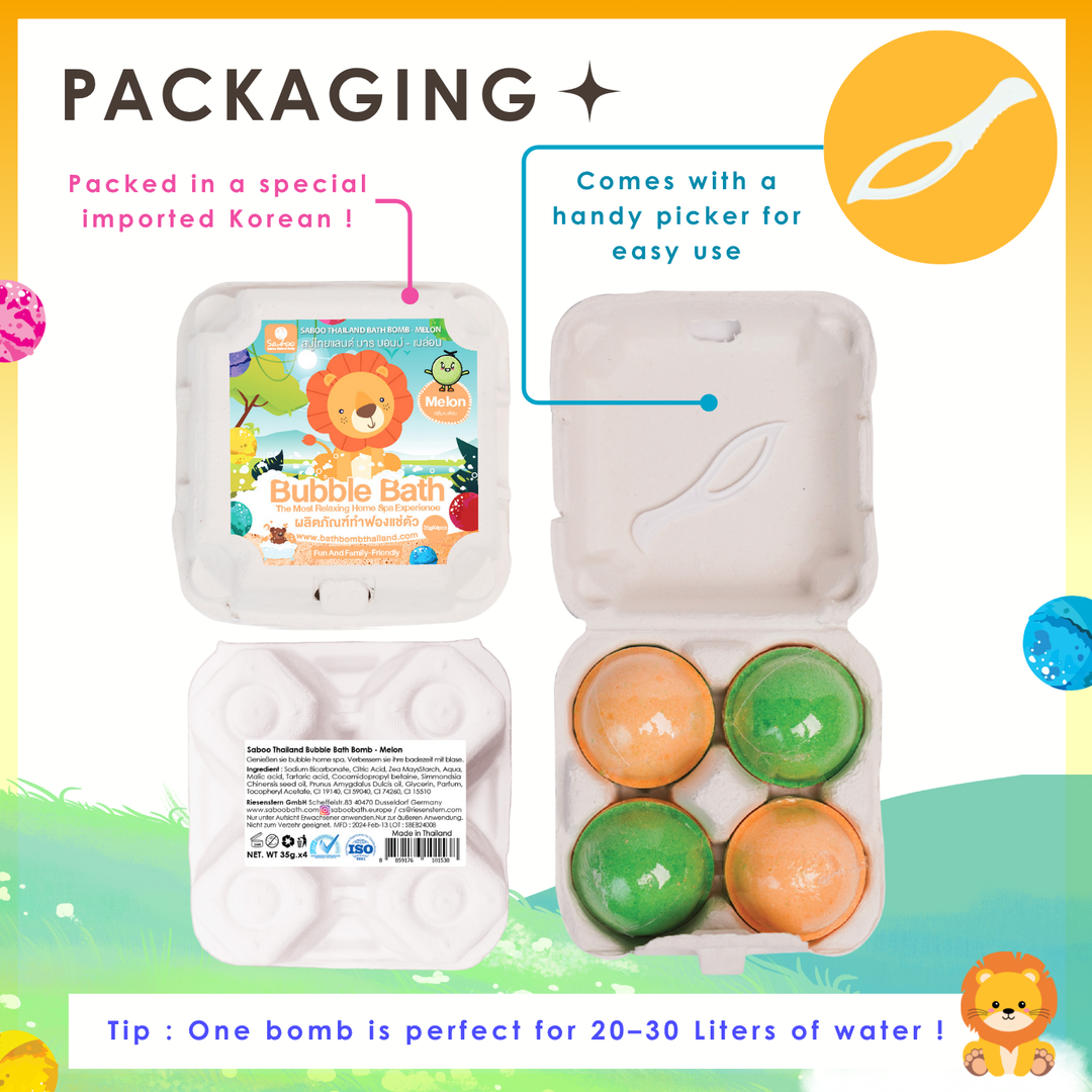 Bubble Bath Bomb - 4PCS Package - 150g - Melon