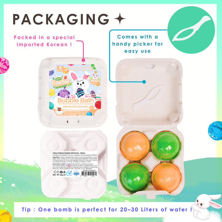 Bubble Bath Bomb - 4PCS Easter Package - 150g - Melon