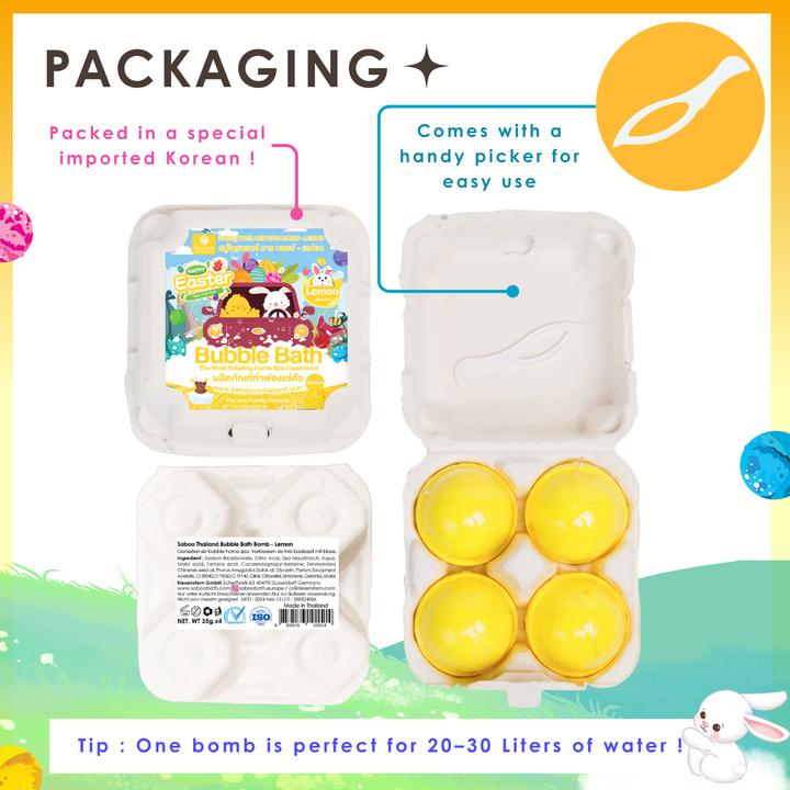 Bubble Bath Bomb - 4PCS Easter Package - 150g - Lemon