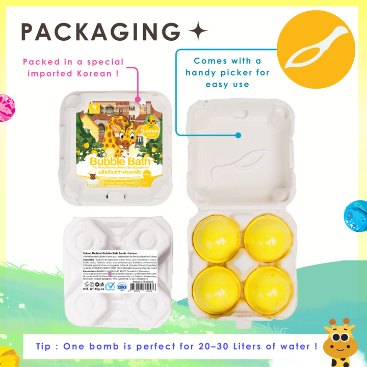 Bubble Bath Bomb - 4PCS Package - 150g - Lemon