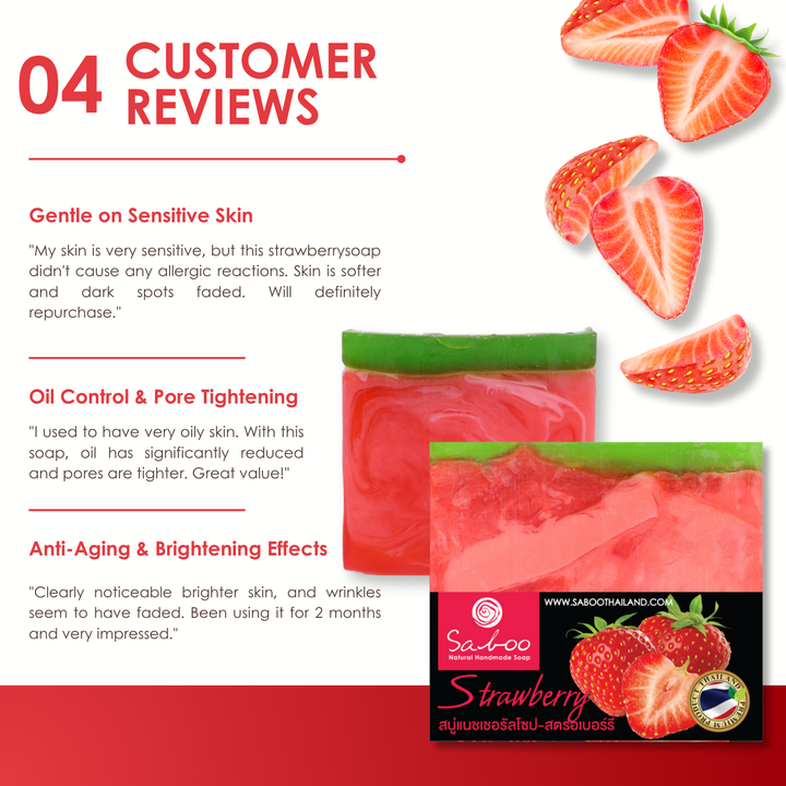 Natural Soap - Square Shape - 100g - Strawberry
