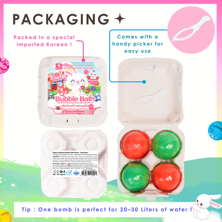 Bubble Bath Bomb - 4PCS Easter Package - 150g - Strawberry