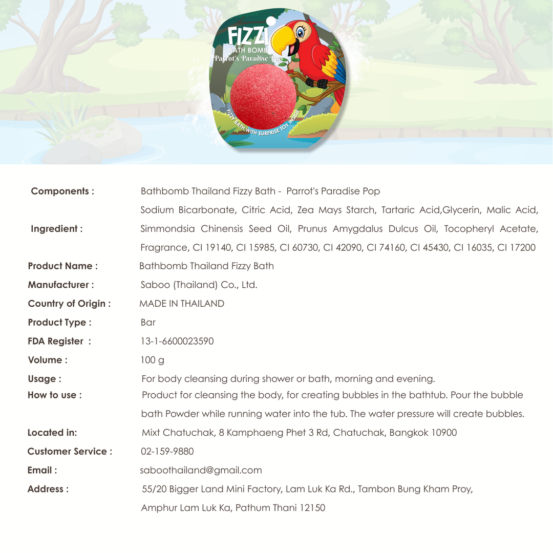 Fizzy Bath Bomb - Jungle Package - 100g - Parrot's Paradise Pop