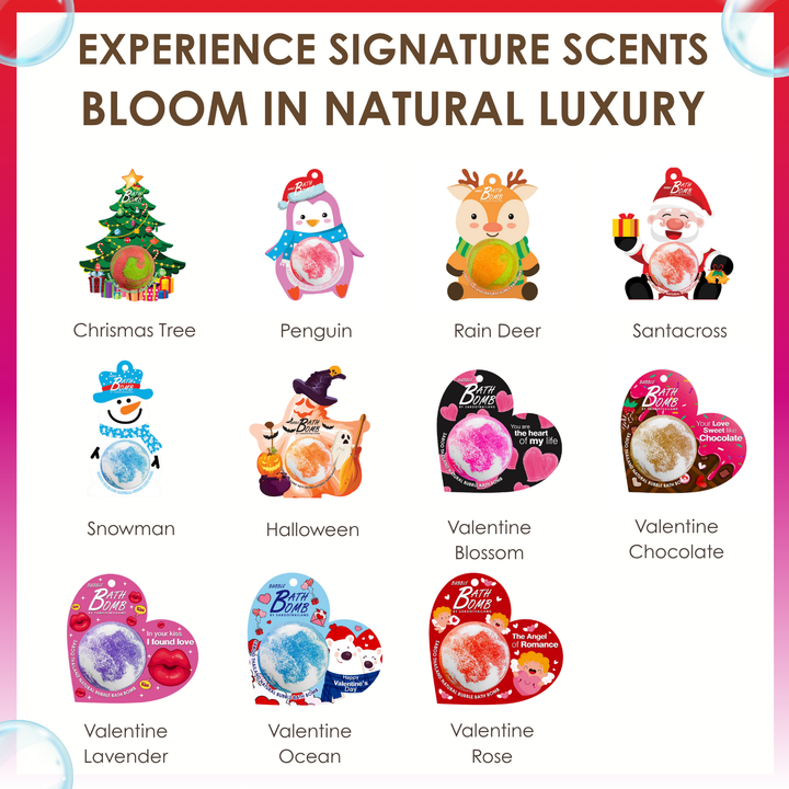 Bubble Bath Bomb - Christmas Santa Cross - 150g - Rose