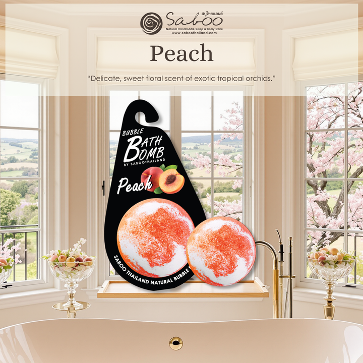 Bubble Bath Bomb - Black Package - 150g - Peach
