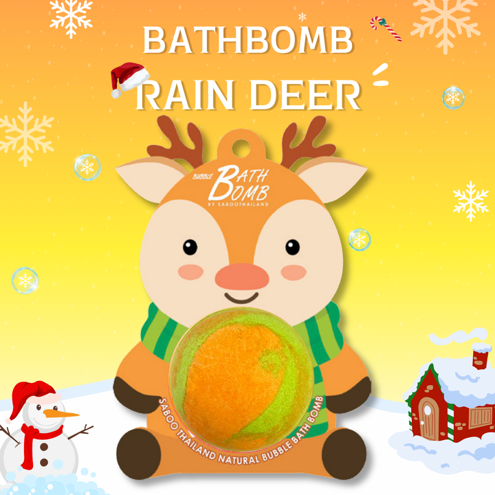 Bubble Bath Bomb - Christmas Rain Deer - 150g - Melon
