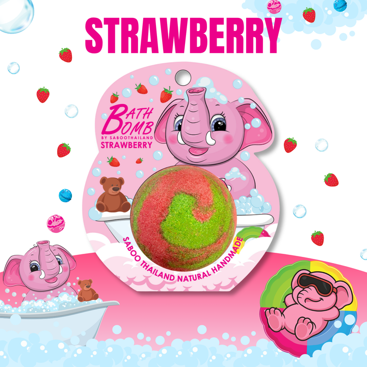 Bubble Bath Bomb - Elephant Package - 150g - Strawberry