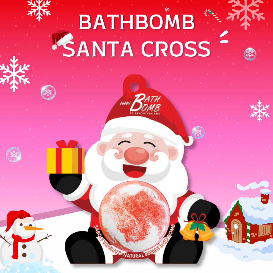 Bubble Bath Bomb - Christmas Santa Cross - 150g - Rose