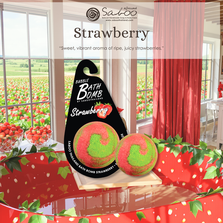 Bubble Bath Bomb - Black Package - 150g - Strawberry