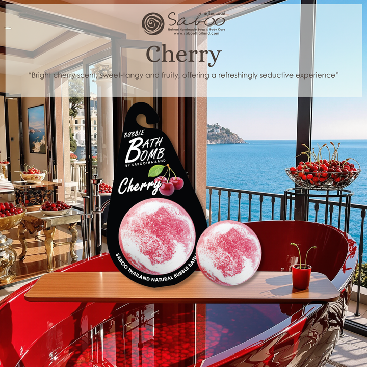 Bubble Bath Bomb - Black Package - 150g - Cherry