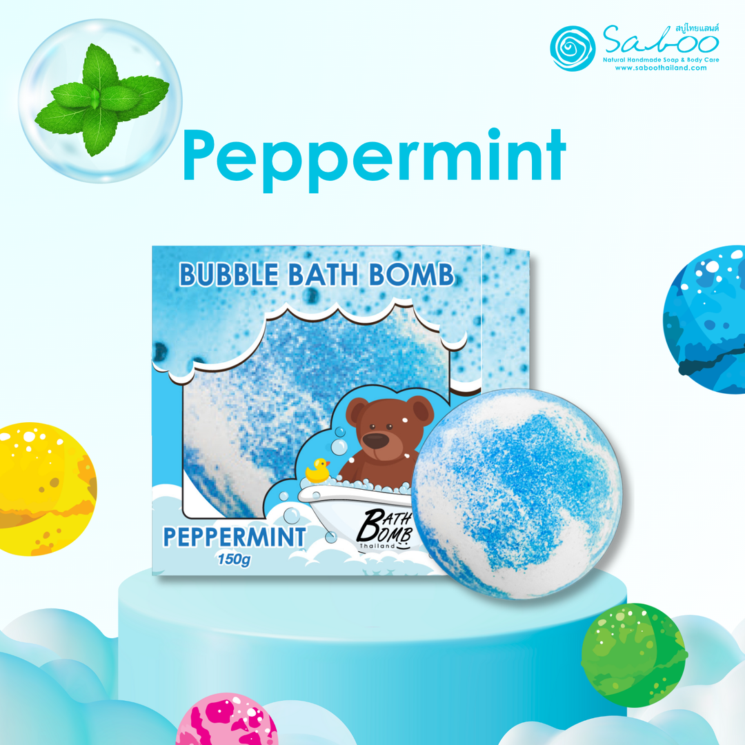 Bubble Bath Bomb - Box Package - 150g - Peppermint