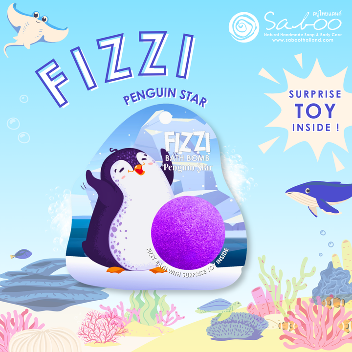 Fizzy Bath Bomb - Sea Animal Package - 100g - Penguin Star