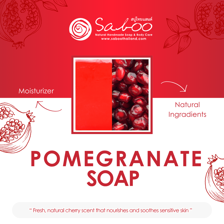 Natural Soap - Square Shape - 100g - Pomegranate