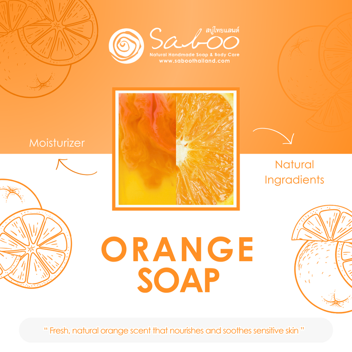 Natural Soap - Square Shape - 100g - Orange