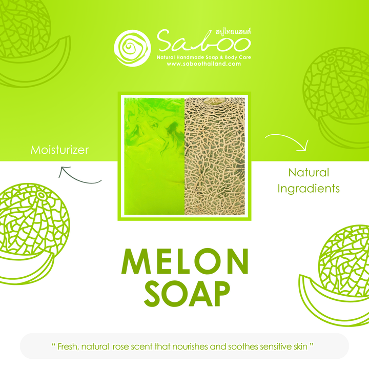 Natural Soap - Square Shape - 100g - Melon