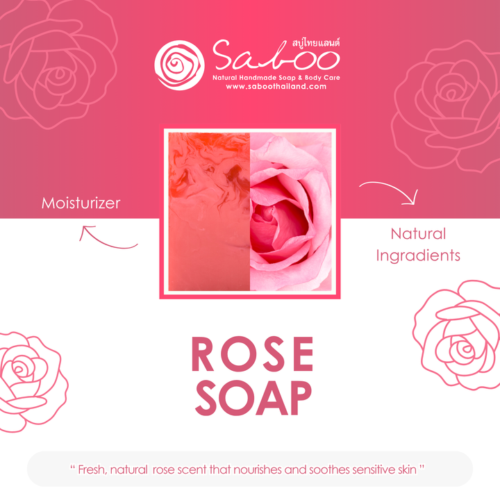Natural Soap - Square Shape - 100g - Rose