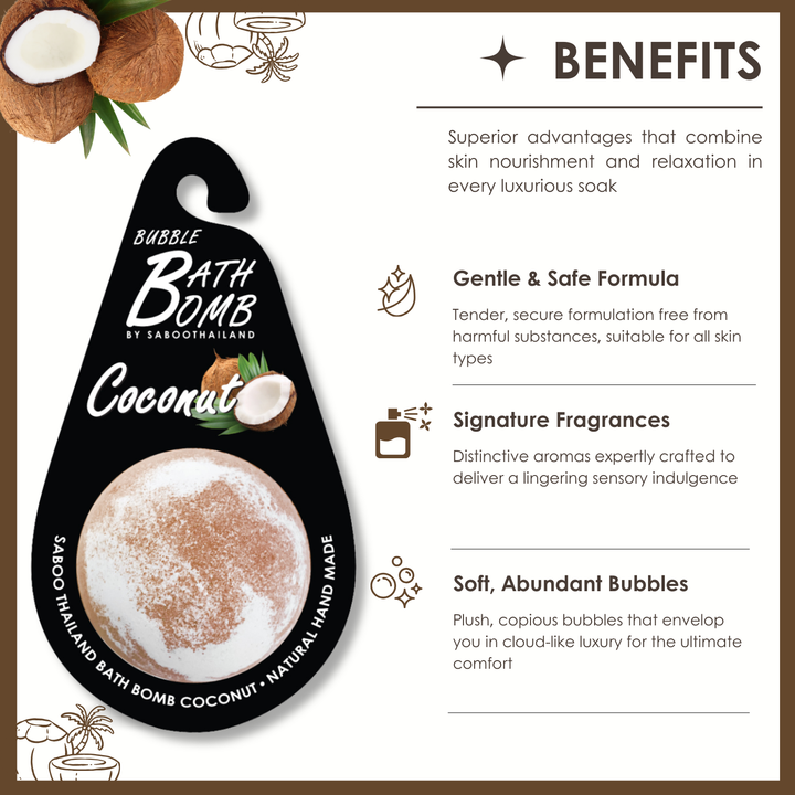 Bubble Bath Bomb - Black Package - 150g - Coconut