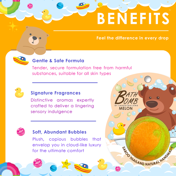 Bubble Bath Bomb - Bear Package - 150g - Melon