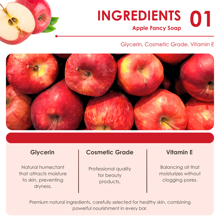Natural Fancy Soap - 100g - Apple Red