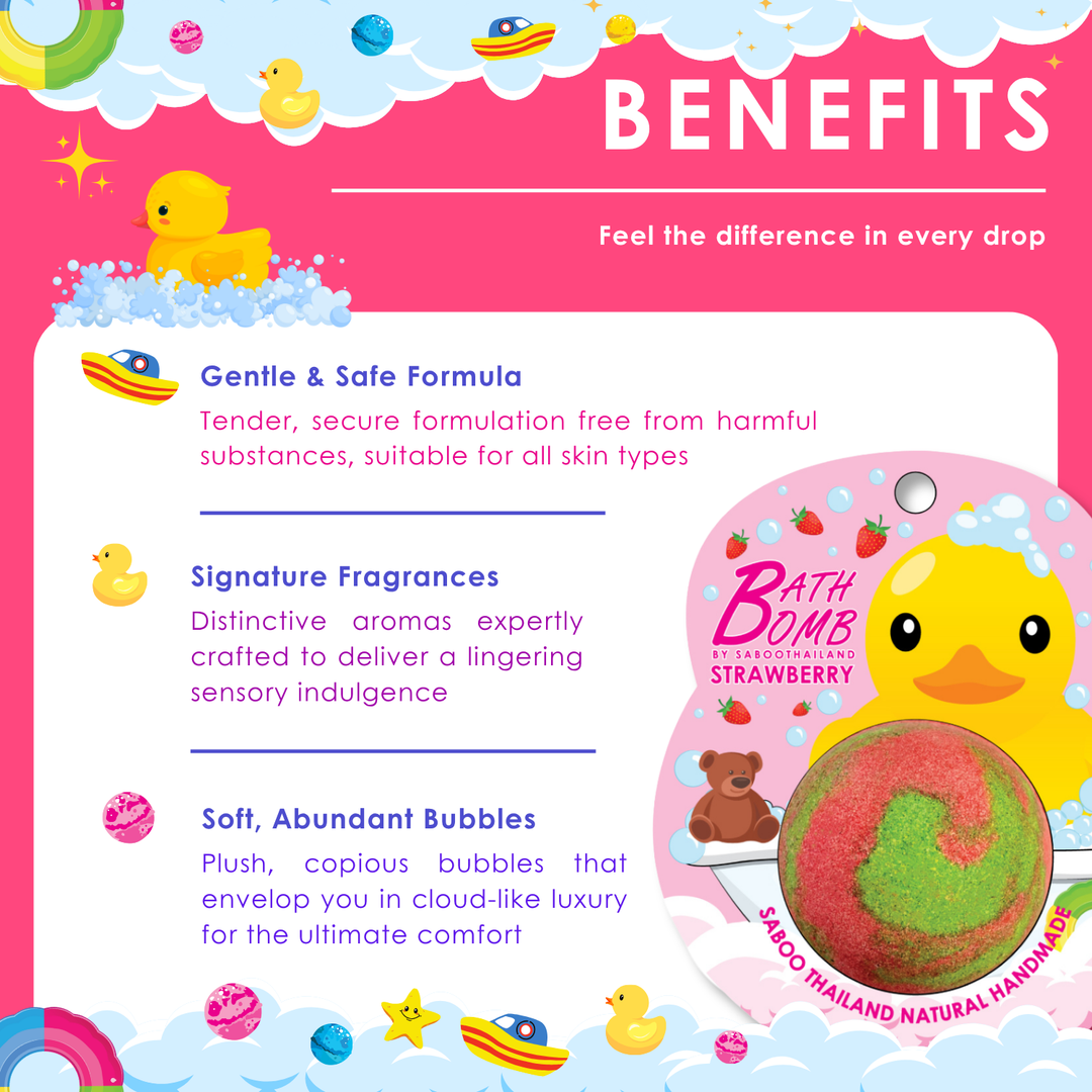 Bubble Bath Bomb - Duck Package - 150g - Strawberry