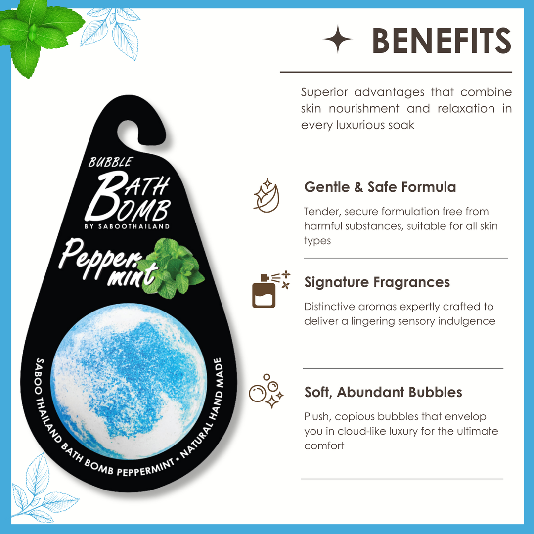 Bubble Bath Bomb - Black Package - 150g - Peppermint