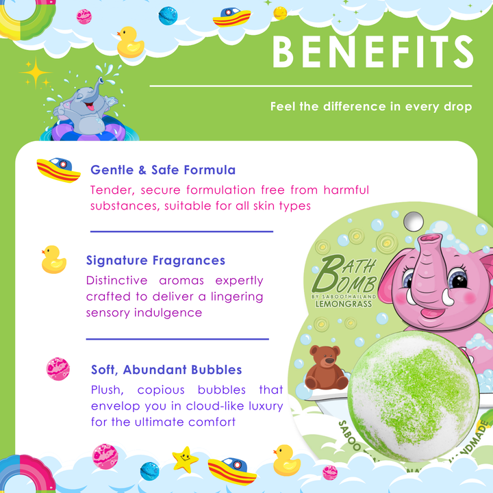 Bubble Bath Bomb - Elephant Package - 150g - Lemongrass