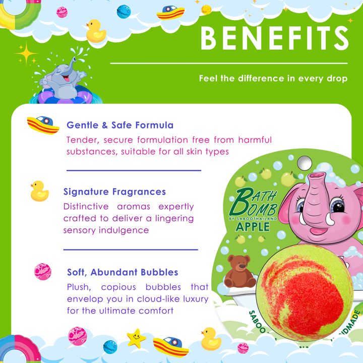 Bubble Bath Bomb - Elephant Package - 150g - Apple