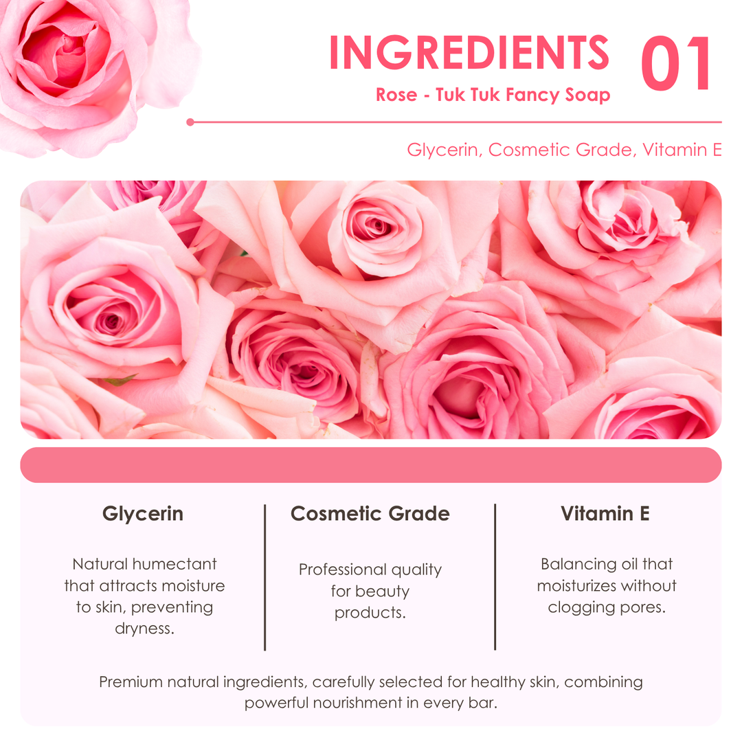Natural Fancy Soap - Tuk Tuk - 100g - Rose