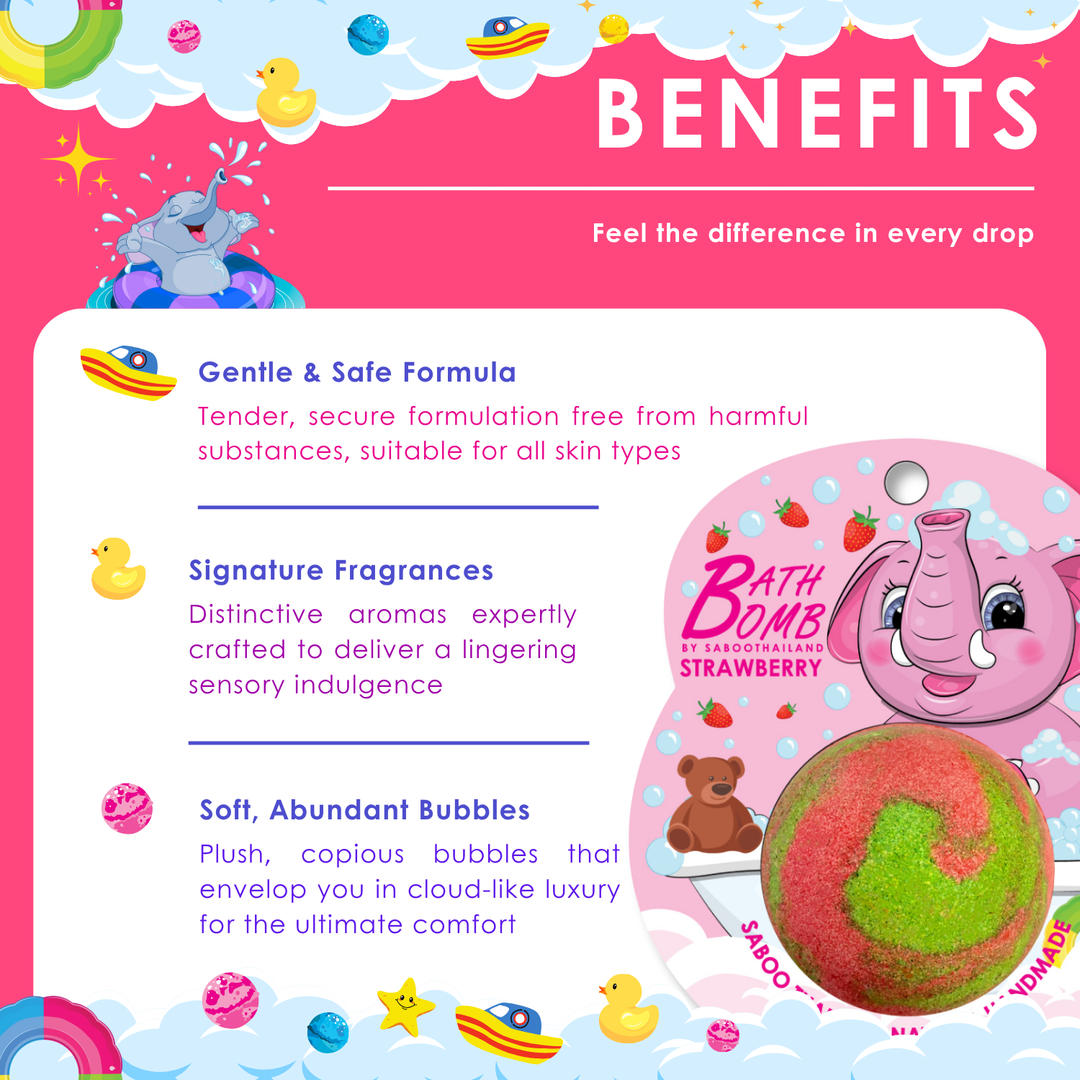 Bubble Bath Bomb - Elephant Package - 150g - Strawberry