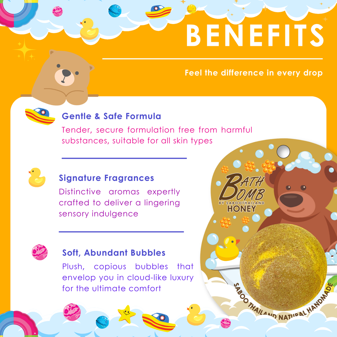Bubble Bath Bomb - Bear Package - 150g - Honey