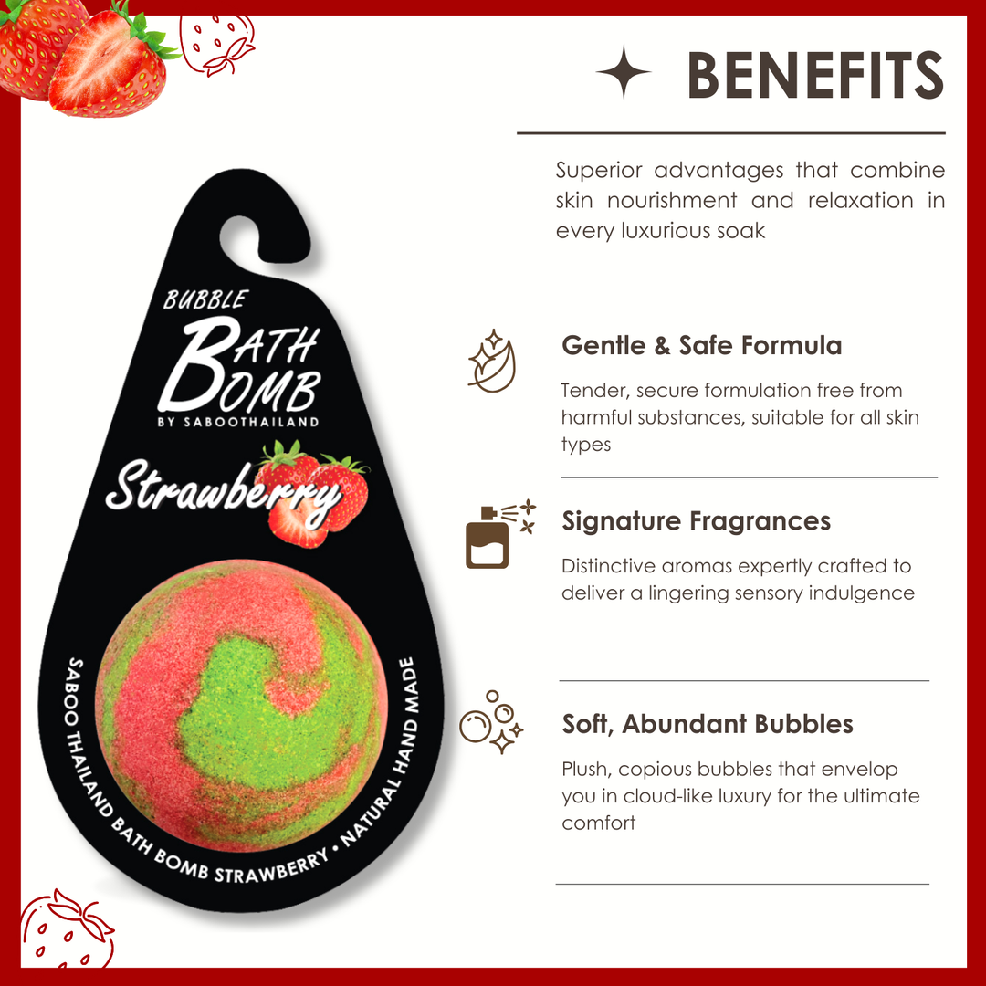 Bubble Bath Bomb - Black Package - 150g - Strawberry