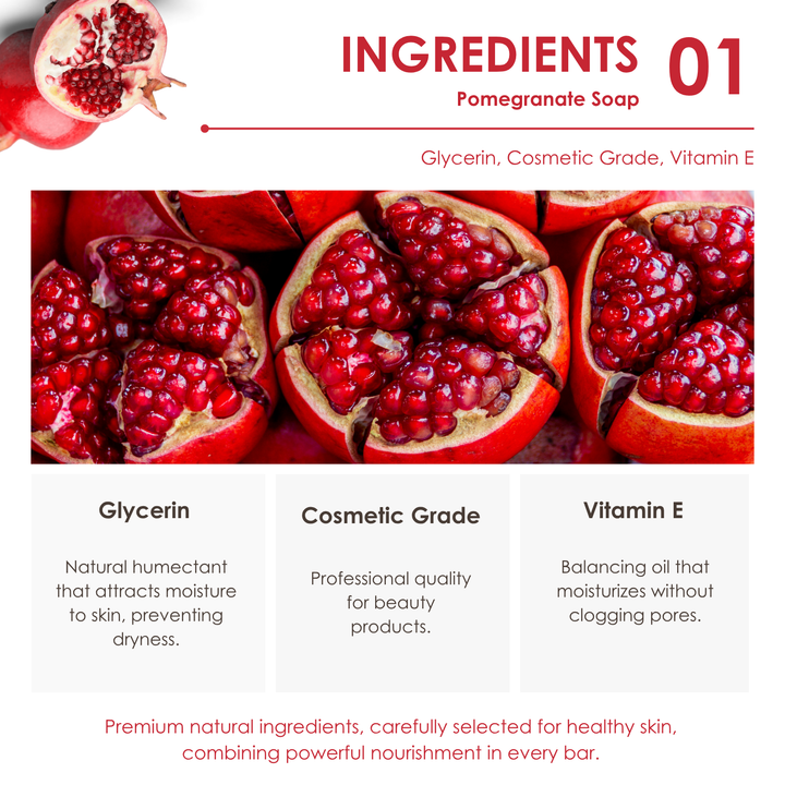 Natural Soap - Square Shape - 100g - Pomegranate