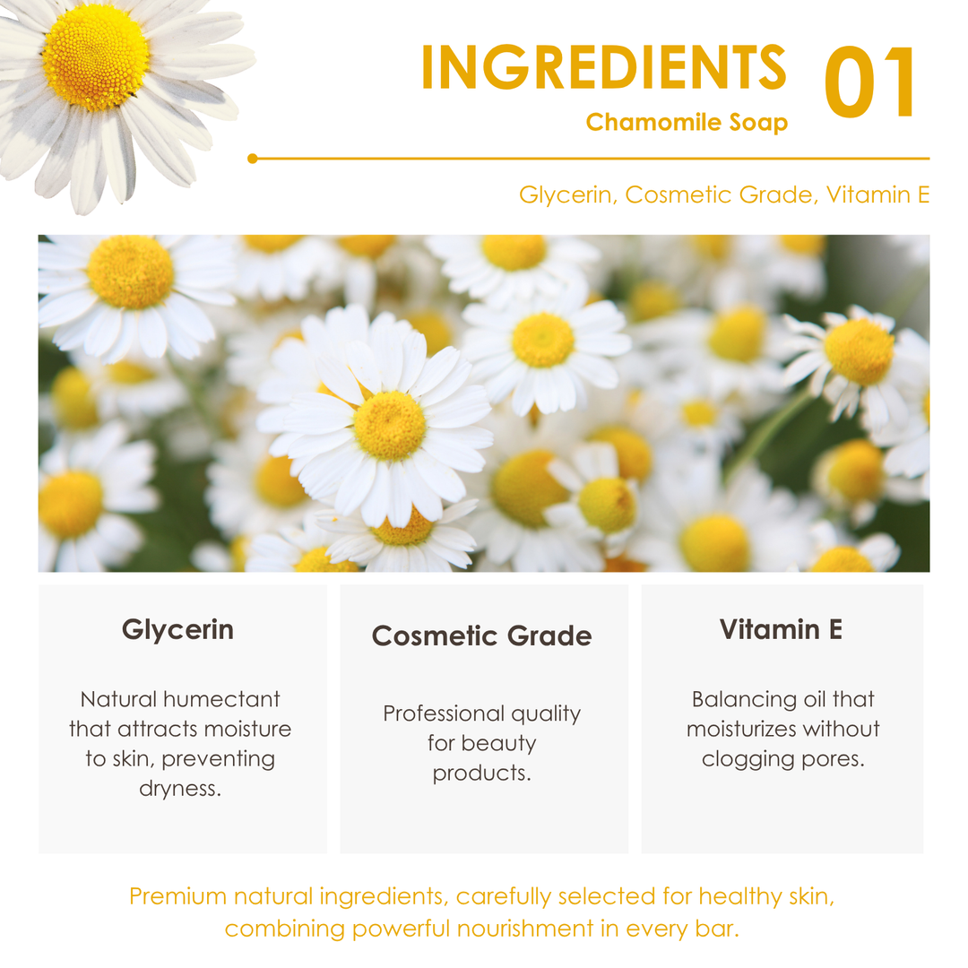 Natural Soap - Square Shape - 100g - Chamomile