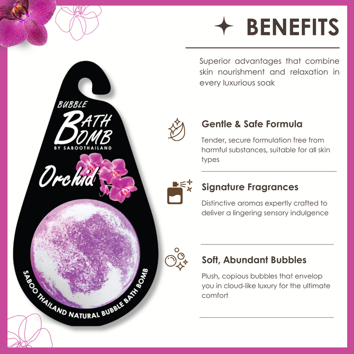 Bubble Bath Bomb - Black Package - 150g - Orchid