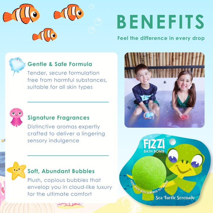 Fizzy Bath Bomb - Sea Animal Package - 100g - Sea Turrle Serenade