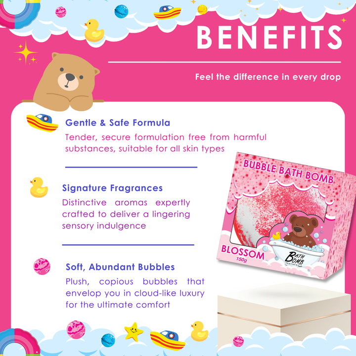 Bubble Bath Bomb - Box Package - 150g - Blossom