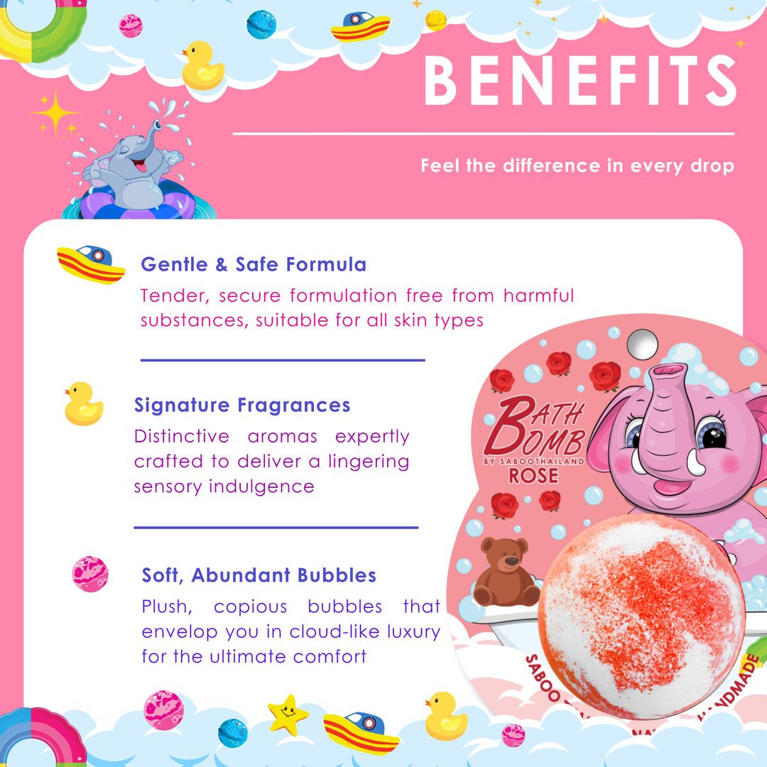 Bubble Bath Bomb - Elephant Package - 150g - Rose