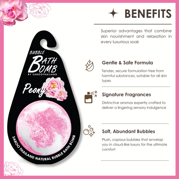 Bubble Bath Bomb - Black Package - 150g - Peony