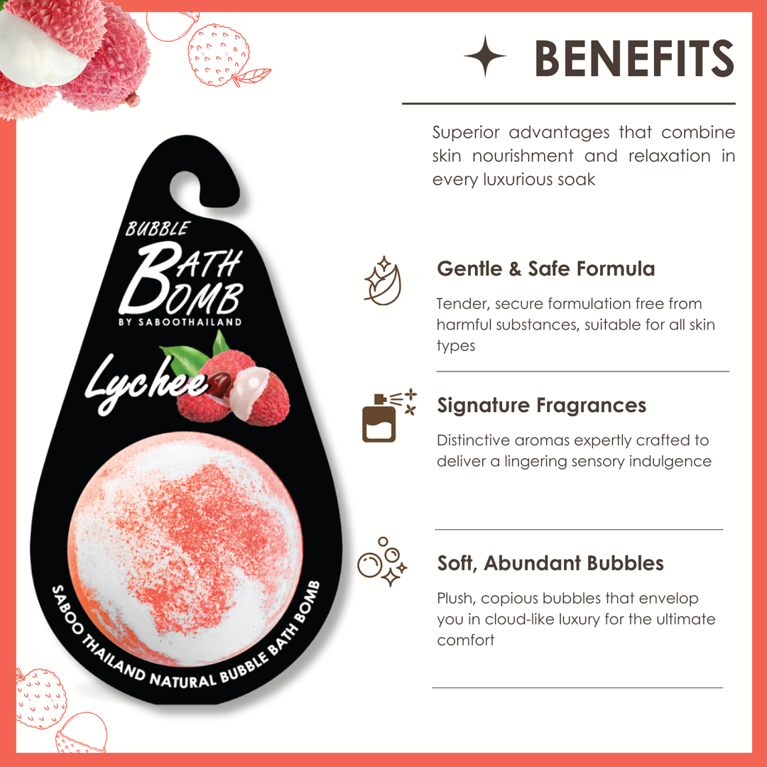 Bubble Bath Bomb - Black Package - 150g - Lychee
