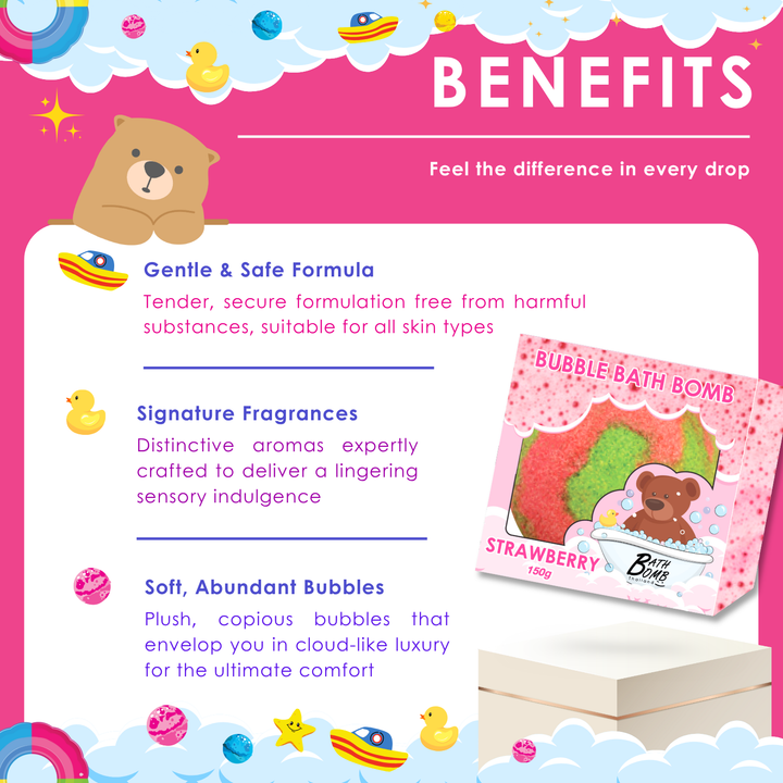Bubble Bath Bomb - Box Package - 150g - Strawberry