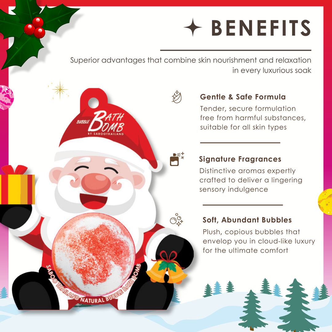 Bubble Bath Bomb - Christmas Santa Cross - 150g - Rose