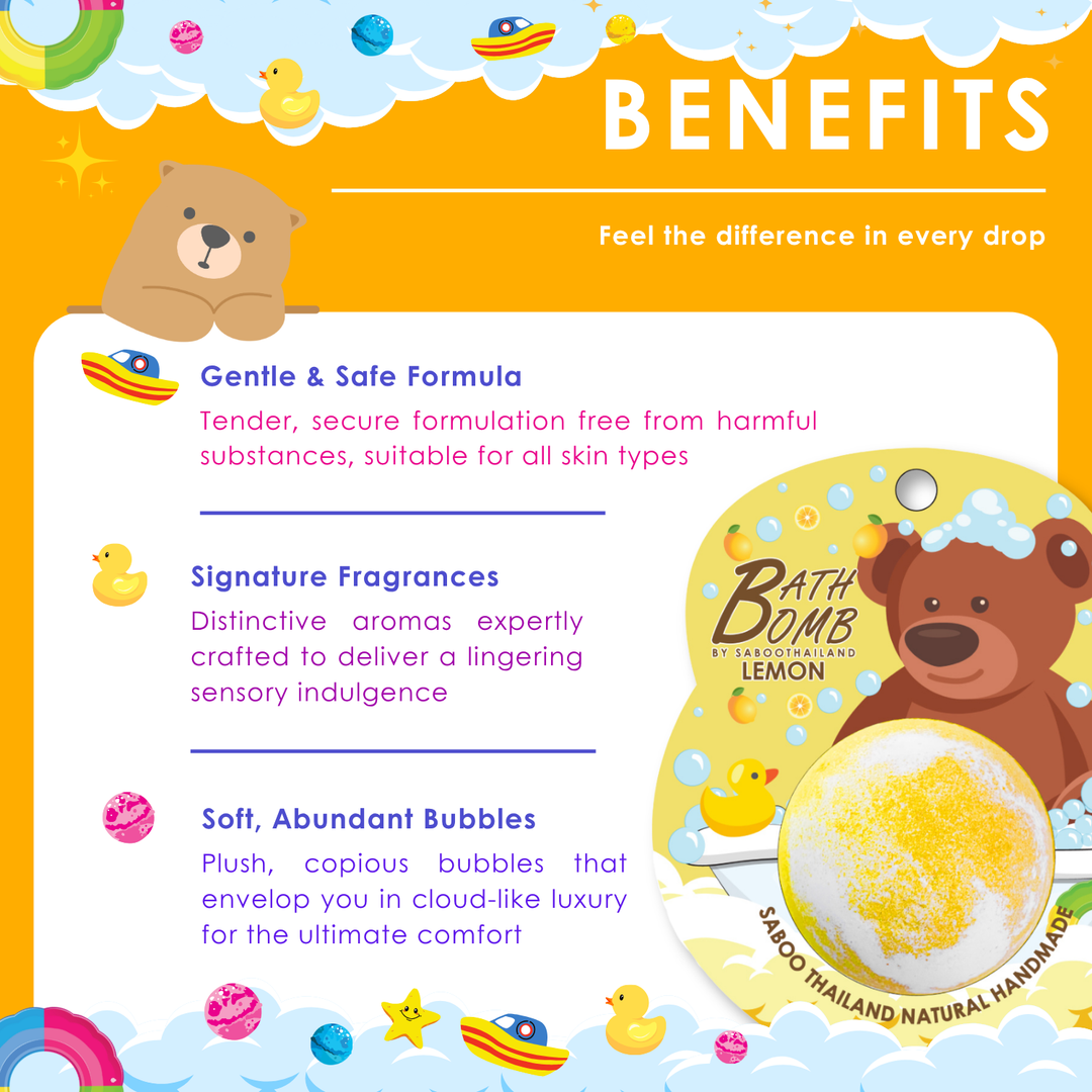 Bubble Bath Bomb - Bear Package - 150g - Lemon