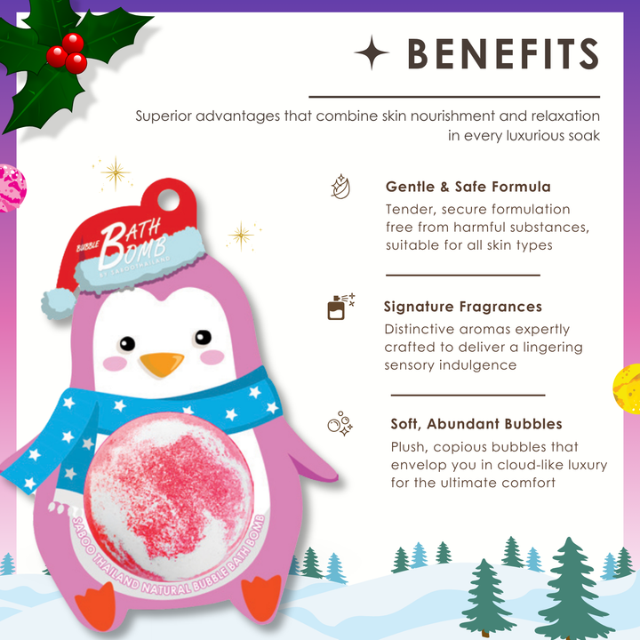 Bubble Bath Bomb - Christmas Penguin - 150g - Blossom