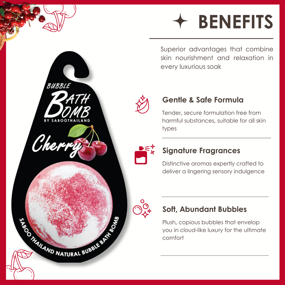 Bubble Bath Bomb - Black Package - 150g - Cherry